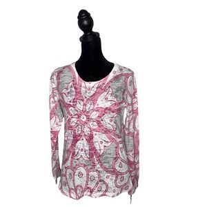 Women’s Pink Floral Print Long Sleeve Top